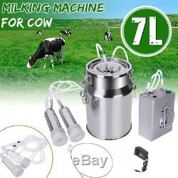 7L Electric Milking Machine Vacuum Impulse Pump Stainless Steel Cow Milker Home