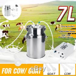 7L Electric Milking Machine Vacuum Pump Strong Suction Milker Tank For Cow Farm