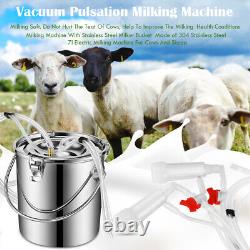 7L Milking Machine Electric Vacuum Impulse Pump CowithGoat Milker Stainless Steel