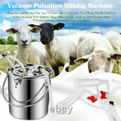 7L Milking Machine Electric Vacuum Pump Auto-Stop Milker Portable Goat Sheep Cow