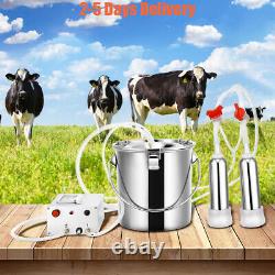 7L Upgraded Dual Heads Milking Machine Vacuum Impulse Pump Cow Goat Milker USA