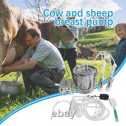 9L Adjustable Pulsating Vacuum Milker Cow Goat Milker Machine Pulse Breast Pump