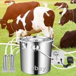 9L Adjustable Pulse Vacuum Pump Auto Stop Dual Head Cow Milking Machine Milker