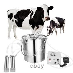 9L Cow Milking Machine Adjustable Pulse Vacuum Pump Auto-Stop Dual Valve 304 SUS