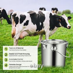 9L Cow Milking Machine Adjustable Pulse Vacuum Pump Auto-Stop Dual Valve 304 SUS