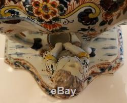 Antique Early Delft Signed'' Ar 1607'' Hand Painted Cow With Milker