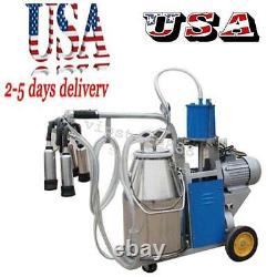 Auto Electric Milking Machine For Farm Cow Cattle Bucket Vacuum Piston Pump USA