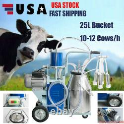 Automatic Electric Milking Machine Farm Cows Goat 25L Bucket Vacuum Pump Dairy