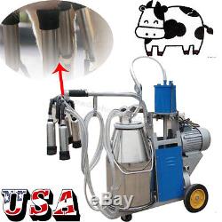 Automatic Electric Milking Machine Milk Cattle Cow Bucket SS Vacuum Piston Pump