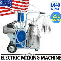 Big Electric Milking Machine Milker Farm Cow Milk Bucket 25L Piston Pump WithWheel