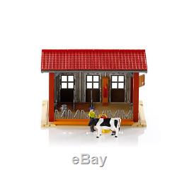 Bruder Toys 62621 Cow Barn Playset with Milking Machine, Cow, and Accessories