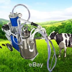 (CA Ship)Portable Electric Milking Machine Farm Cow Bucket Vacuum Piston Pump