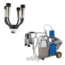 (CA Warehouse) Electric Milking Machine Farm Cow+ Bucket Vacuum Piston Pump CE