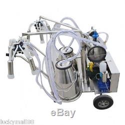 CE Portable Double Tank Milker Electric Vacuum Pump Milking Machine For Cow Farm