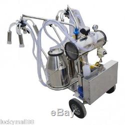 CE Portable Double Tank Milker Electric Vacuum Pump Milking Machine For Cow Farm