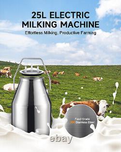 CREWORKS 25L Electric Milking Machine Farm Cow Milk Machine 304 Stainless Steel