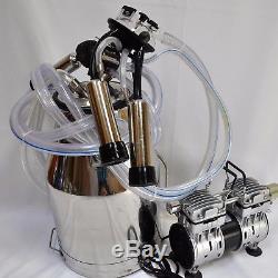 Complete Cow Bucket MilkerOil-less Vacuum Pump+Tank+Pulsator+Claw+Shells+Liners