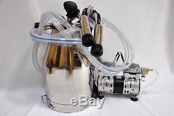 Complete Cow Bucket MilkerOil-less Vacuum Pump+Tank+Pulsator+Claw+Shells+Liners