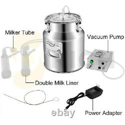 Cow Goat Milking Machine with 2 Teat Cups 14L Automatic Portable Livestock
