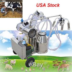 Cows Milking Machine Electric Milker Cows 5.3 Gal 2 Bucket Vacuum Pump Stainless
