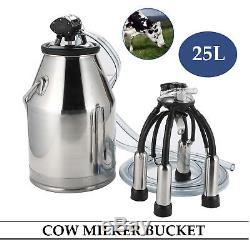 Dairy Cow Bucket Tank Barrel Milker Milking Machine Stainless Steel 25L