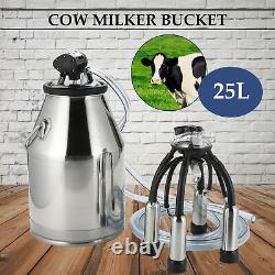 Dairy Cow Milker Milking Machine 25L Bucket Tank Barrel Stainless Steel