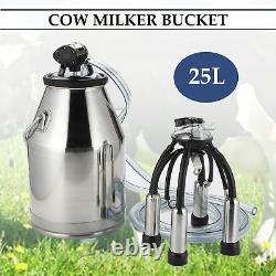 Dairy Cow Milker Milking Machine Bucket Tank Barrel Stainless Steel 25L NEW