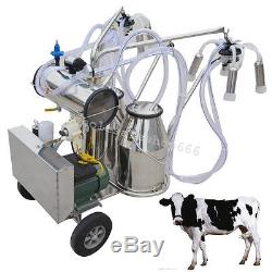 Double Tank Barrel Milker Electric Milking Machine Vacuum Pump Cow Cattle Farm