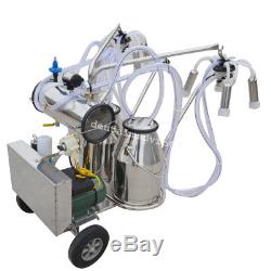 Double Tank Electric Milking Machine Milker Vacuum Pump For Farm Cow Milk 750W