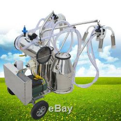 Double Tank Electric Vaccuum Pump Milking Machine For Cows &Cattle 2-5 Shipped