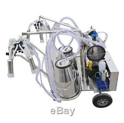 Double Tank Milker Electric Milking Machine Vacuum Pump For Dairy Cow Cattle USA