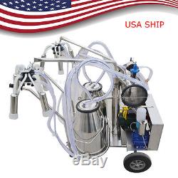 Double Tank Milker Electric Vacuum Pump Milking Machine For Cow Cattle DairyUS