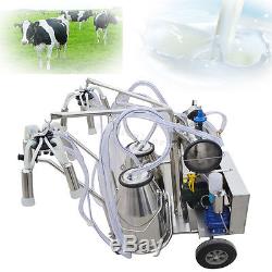 Double Tank Milker Electric Vacuum Pump Milking Machine For Farm Cow Cattle US