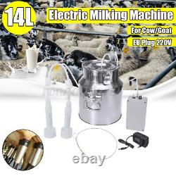 Dual Head 14L Electric Barrel Milking Machine Cow Goat Sheep Milker Vacuum Pump