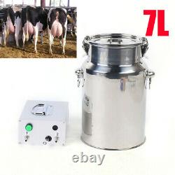 Electric Cow Milking Machine 7 Liter Stainless Steel Bottle Farm Milker Kit 110V