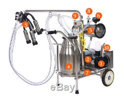 Electric Cow Milking Machine Vacuum Pump One Bucket Milker 50 Kpa 0.75 KW