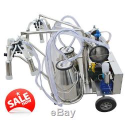 Electric Double Tank Milking Machine Bucket For Cow Farm Vacuum Pump US SELLER