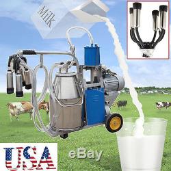 Electric Milker Milking Machine Piston Vaccum Pump single Barrel Bucket 25L cows