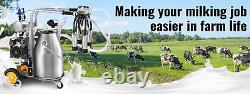 Electric Milking Machine 10 Cows 6.6 Gal /25L/304 Stainless Steel + Cups & Tubes