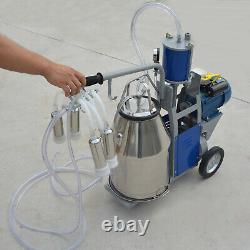 Electric Milking Machine Auto For Farm Cow Cattle Bucket Vacuum Piston Pump