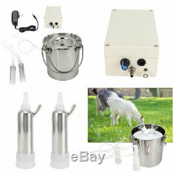 Electric Milking Machine Cow Goat Milker Stainless Steel Tank Double Heads 5L