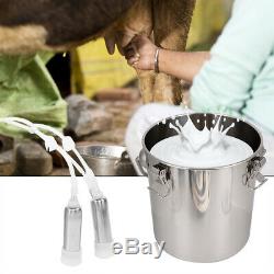Electric Milking Machine Cow Goat Milker Stainless Steel Tank Double Heads 5L