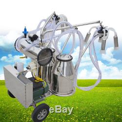Electric Milking Machine Double 25kg Tank/Bucket Milker Vacuum Pump Cow Milk US