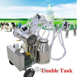 Electric Milking Machine Double Tank Bucket Milker Vacuum Pump Cow Farm Milk FDA