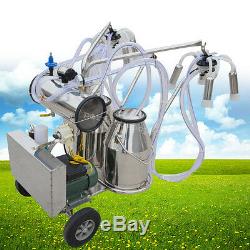 Electric Milking Machine Double Tank Bucket Milker Vacuum Pump Cow Farm Milk FDA