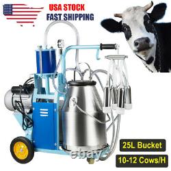 Electric Milking Machine Farm Cow Goat 25L Bucket Vacuum Pump 12Cows/h 550W 110V