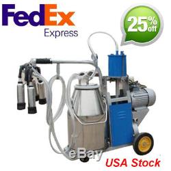 Electric Milking Machine Farm Cows 550W 12 Cows/hour 25L Bucket Stainless Steel