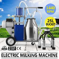 Electric Milking Machine Farm Cows WithBucket 25L 550W Milker 304 Stainless Steel