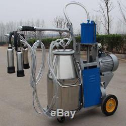 Electric Milking Machine For Cows 25L Bucket wheels Piston Vacuum Pump Ajustable