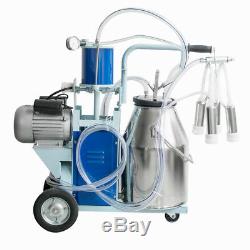 Electric Milking Machine For Farm Cow Bucket 25L SS Piston Pump Vacuum 64/min